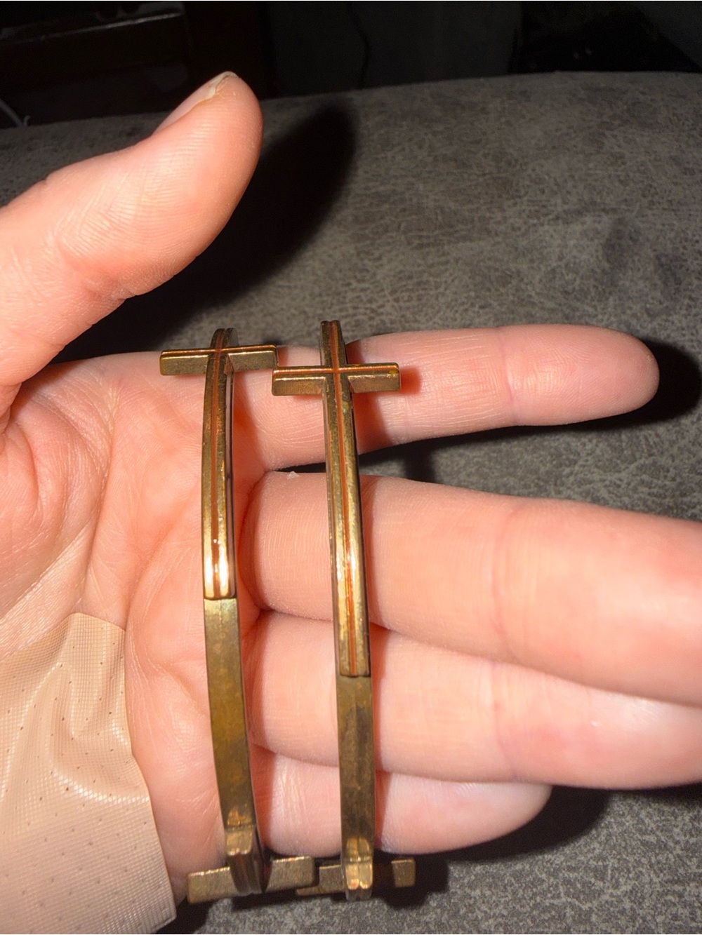 Gold Tone Cross Bangle Bracelets